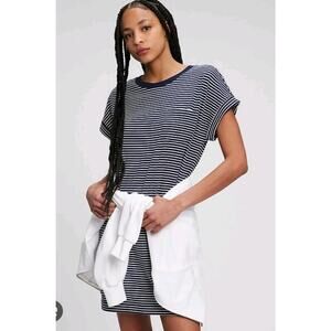 Gap Womens XL Tall‎ T-shirt DRESS STRIPED Blue & White Preppy Short Sleeve